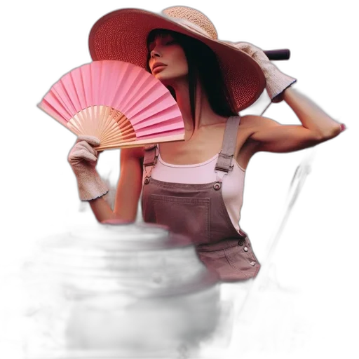 umbrella, hat, dress, photorealistic transparent PNG cut-out
