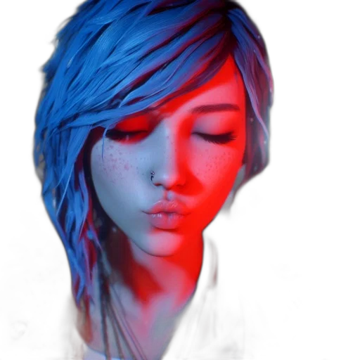 face, photorealistic, cyberpunk, 3d render transparent PNG cut-out