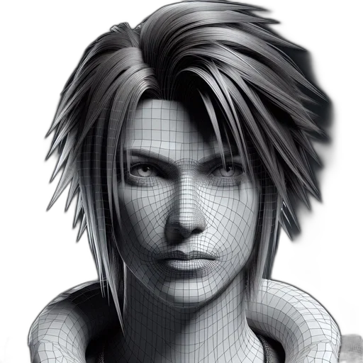 face, hair, 3d render, photorealistic transparent PNG cut-out