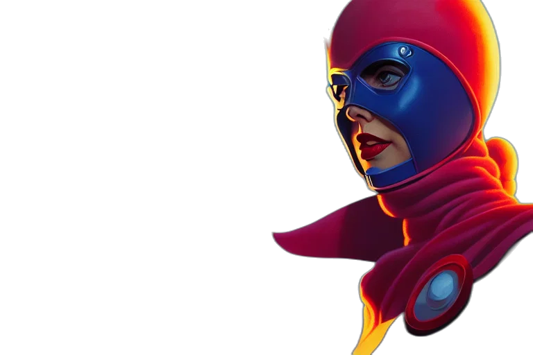 mask, comic book art, concept art, 3d render transparent PNG cut-out