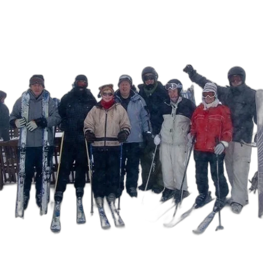 staff, snow, group, skiers transparent PNG cut-out