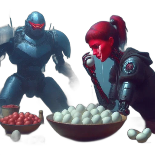 robot, food, concept art, 3d render transparent PNG cut-out