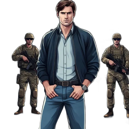 jacket, concept art, comic book art, pixel art transparent PNG cut-out