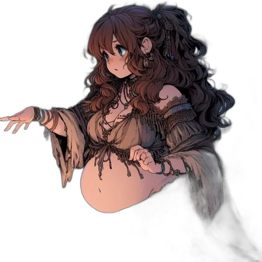 dress, creature, staff, dragon transparent PNG cut-out