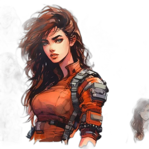 concept art, comic book art, fantasy art, cyberpunk transparent PNG cut-out