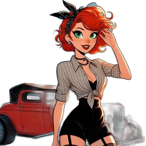 dress, car, comic book art, cartoon transparent PNG cut-out
