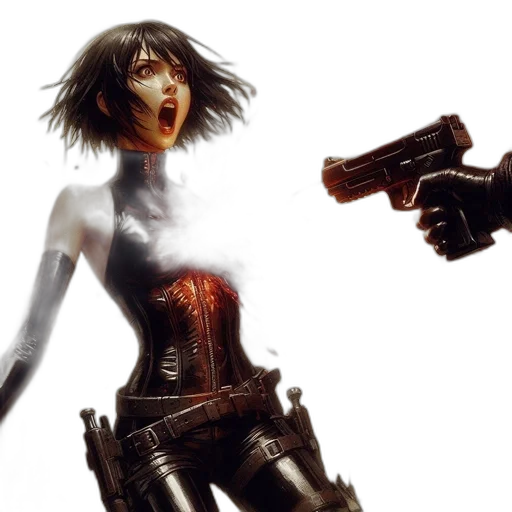 weapon, concept art, cyberpunk, comic book art transparent PNG cut-out