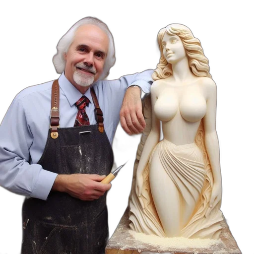 elderly, artisan, stands, his transparent PNG cut-out