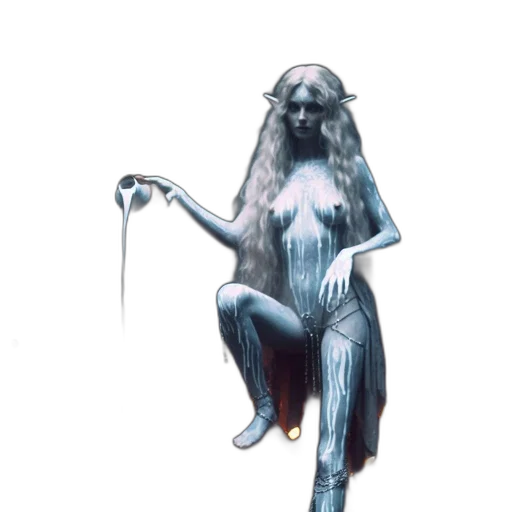 creature, staff, dress, hair transparent PNG cut-out