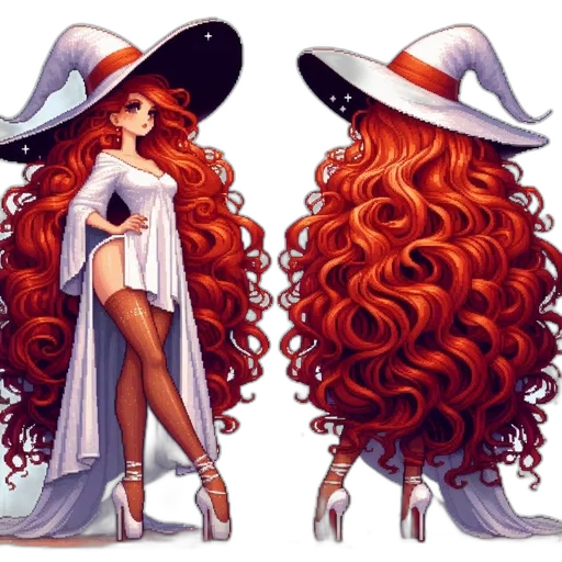 hair, hat, dress, concept art transparent PNG cut-out