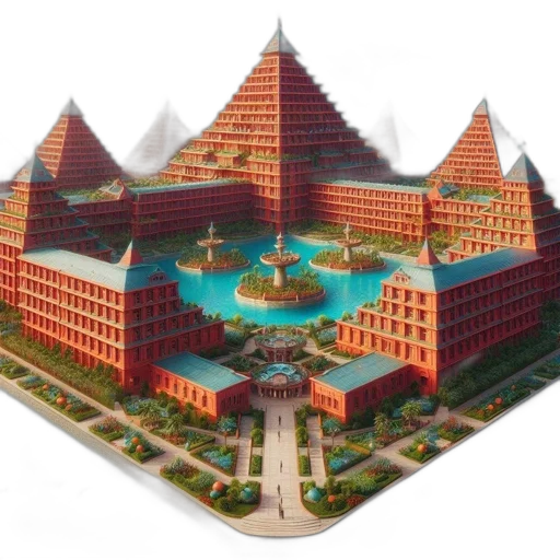 building, 3d render, concept art, pixel art transparent PNG cut-out