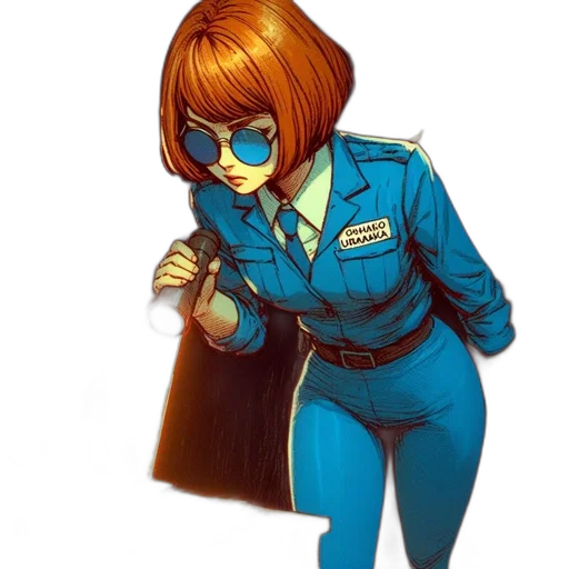 jacket, staff, robot, hair transparent PNG cut-out