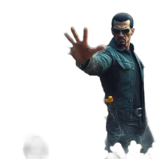 jacket, weapon, concept art, 3d render transparent PNG cut-out