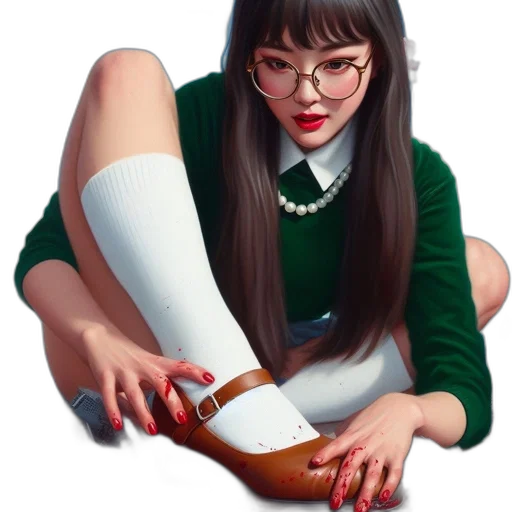 shoes, dress, face, photorealistic transparent PNG cut-out