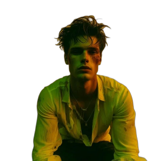 jacket, face, creature, staff transparent PNG cut-out
