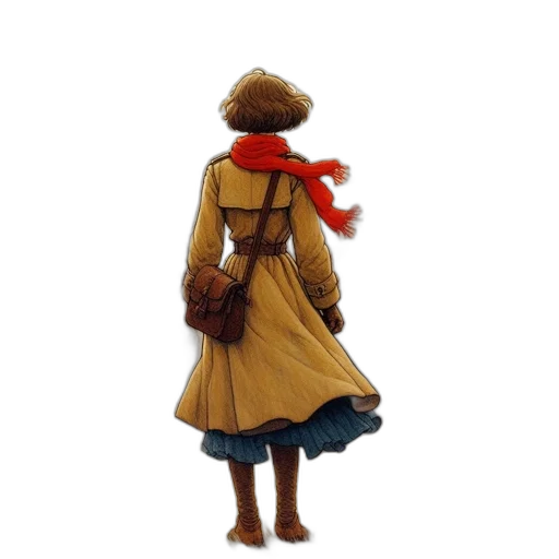 dress, hat, staff, jacket transparent PNG cut-out