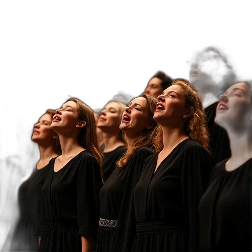 photorealistic, cappella, choir, performed transparent PNG cut-out