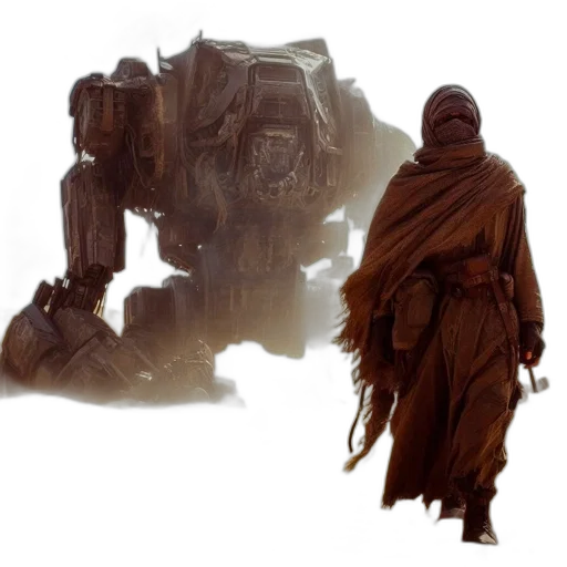 robot, creature, mask, weapon transparent PNG cut-out