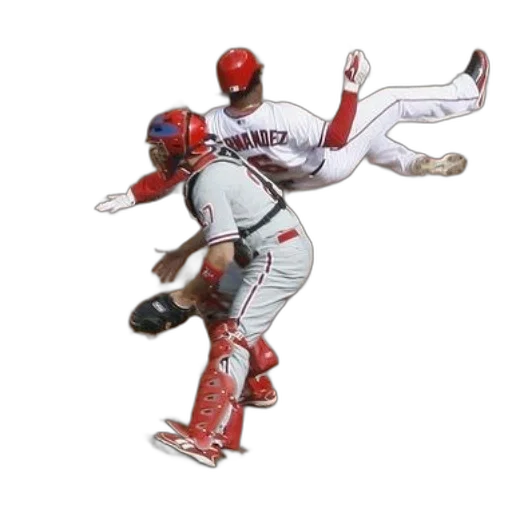 baseball, player, slides, into transparent PNG cut-out