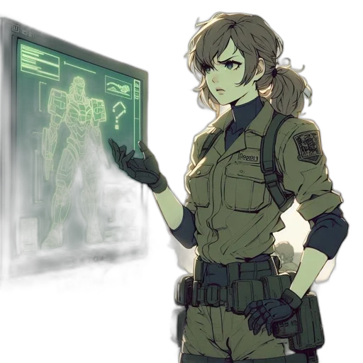 jacket, weapon, robot, staff transparent PNG cut-out