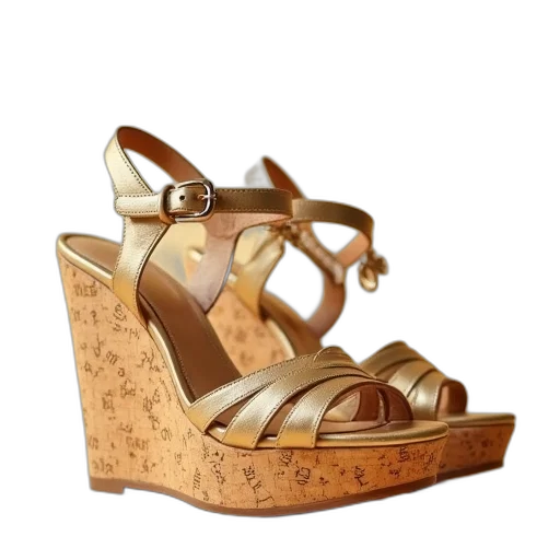 shoes, 3d render, golden, earth tones transparent PNG cut-out