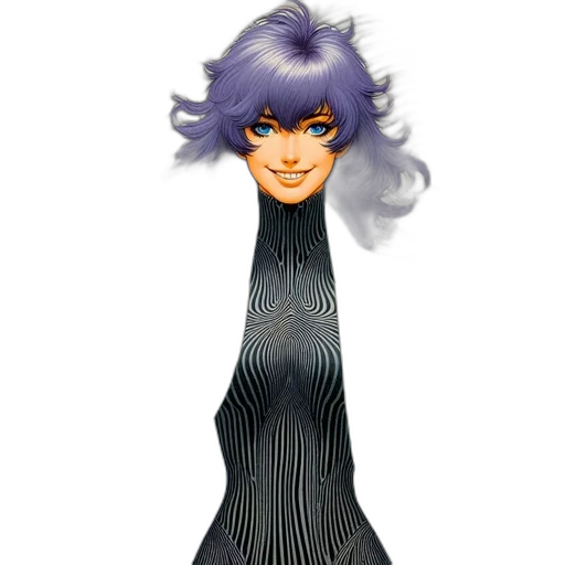 dress, hair, creature, staff transparent PNG cut-out
