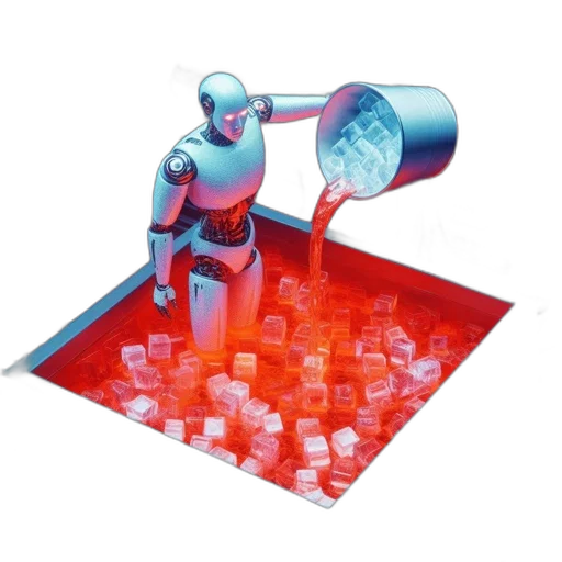 robot, 3d render, vaporwave, concept art transparent PNG cut-out