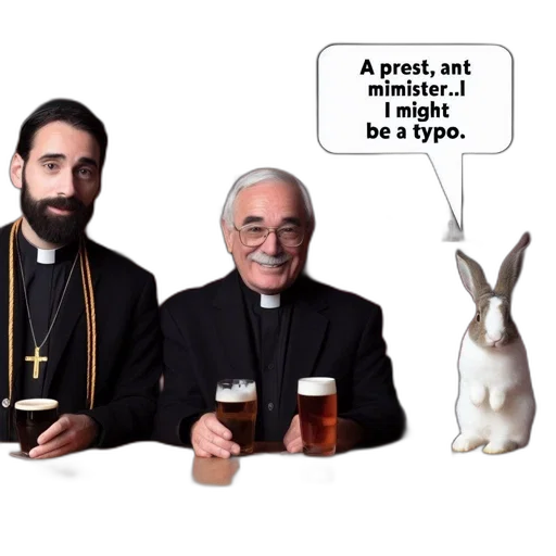 two, priests, sit, together transparent PNG cut-out