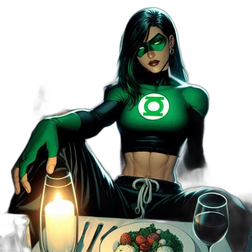 comic book art, concept art, green, upscale transparent PNG cut-out