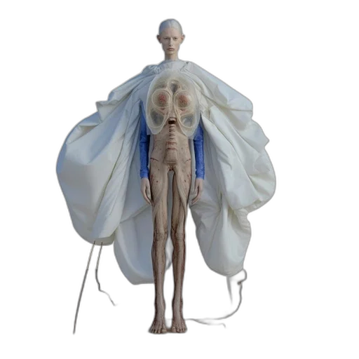 creature, dress, staff, robot transparent PNG cut-out