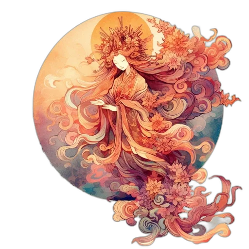 dragon, dress, staff, fantasy art transparent PNG cut-out