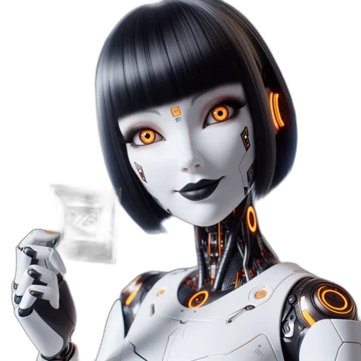 robot, face, concept art, cyberpunk transparent PNG cut-out