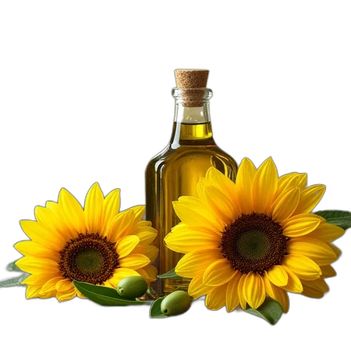 bottle, flower, food, photorealistic transparent PNG cut-out