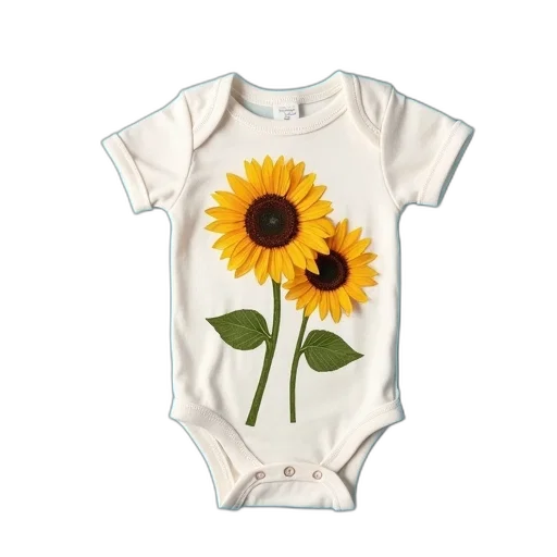 baby, onesie, featuring, sunflowers transparent PNG cut-out
