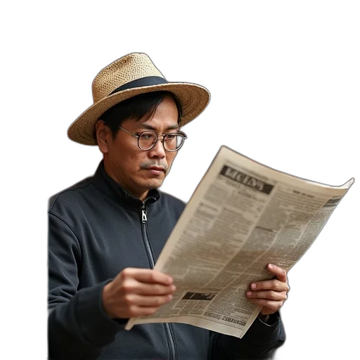 hat, staff, face, jacket transparent PNG cut-out
