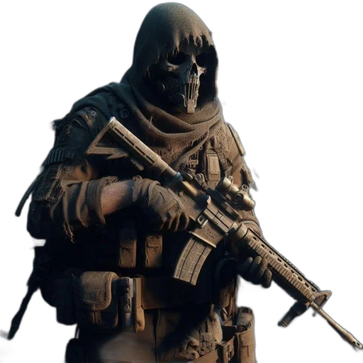 weapon, mask, jacket, staff transparent PNG cut-out
