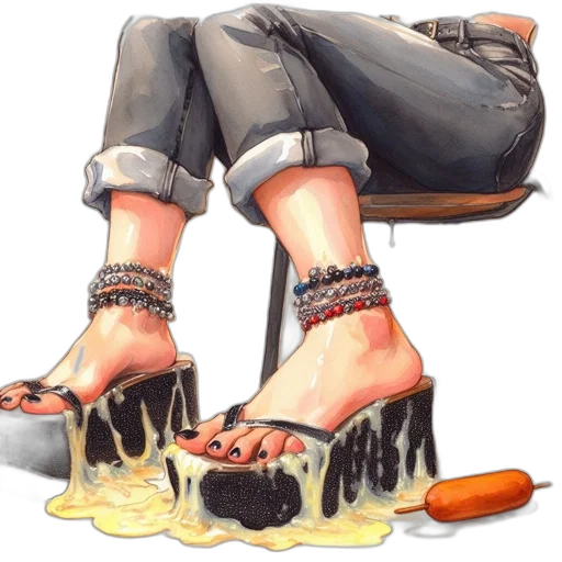 shoes, food, jewelry, watercolor transparent PNG cut-out