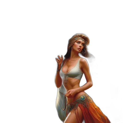 dress, staff, sword, jewelry transparent PNG cut-out
