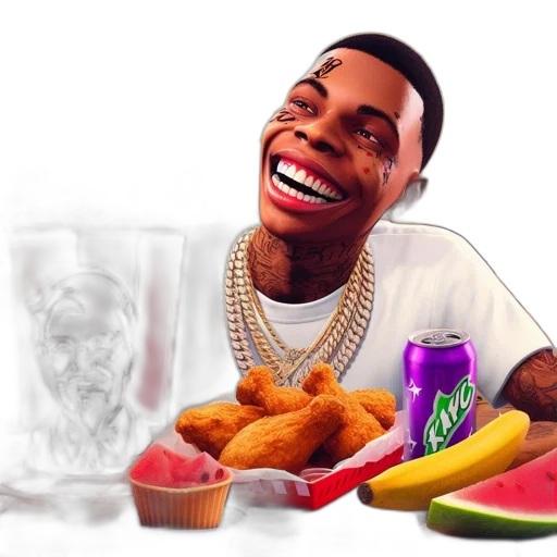 food, photorealistic, cartoon, tattooed transparent PNG cut-out