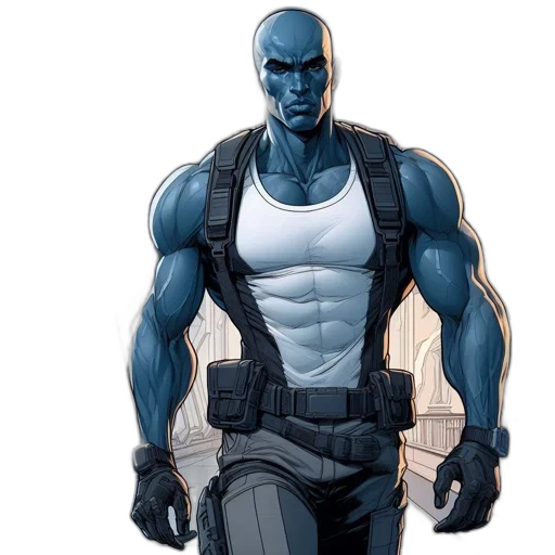 comic book art, concept art, cartoon, blue transparent PNG cut-out