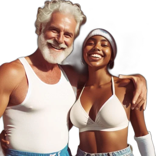 photorealistic, older, man, woman transparent PNG cut-out