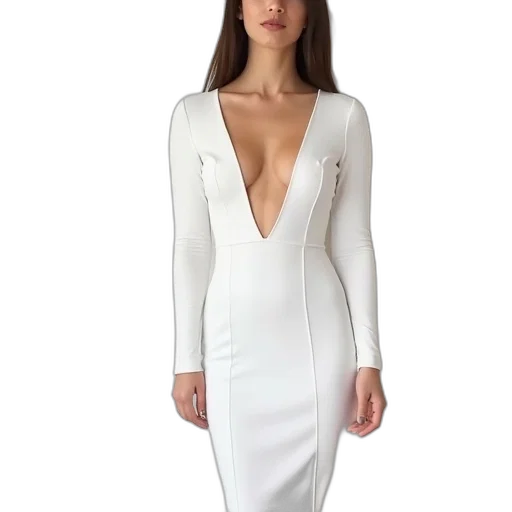 dress, jacket, white, long transparent PNG cut-out