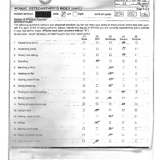 womac, osteoarthritis, index, form transparent PNG cut-out