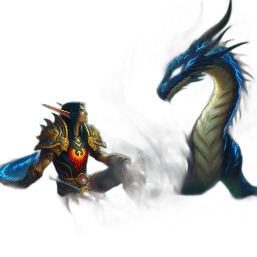 dragon, sword, creature, staff transparent PNG cut-out