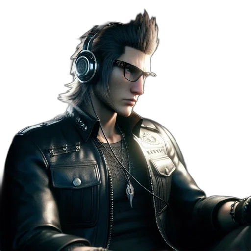 jacket, face, concept art, cyberpunk transparent PNG cut-out