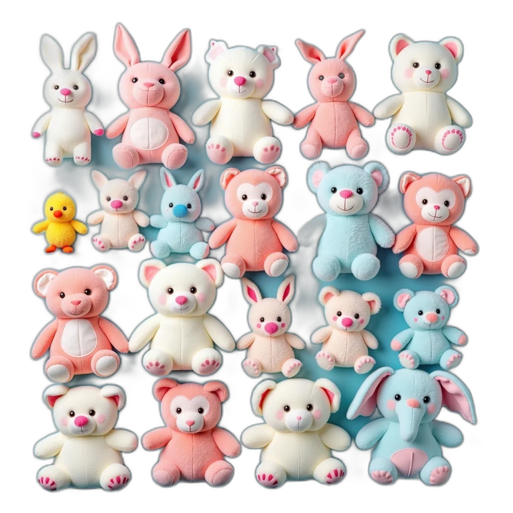 3d render, pastel, collection, various transparent PNG cut-out