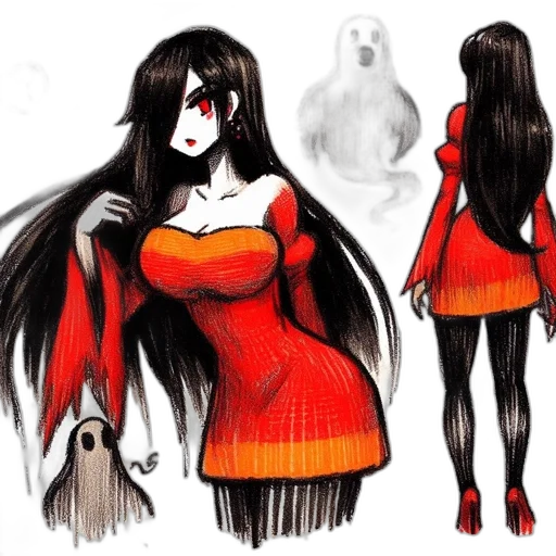 dress, creature, concept art, anime transparent PNG cut-out