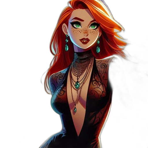 dress, jewelry, fantasy art, comic book art transparent PNG cut-out