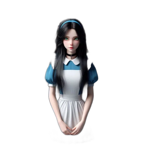 dress, robot, face, 3d render transparent PNG cut-out