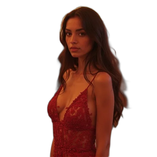 dress, jewelry, hair, staff transparent PNG cut-out